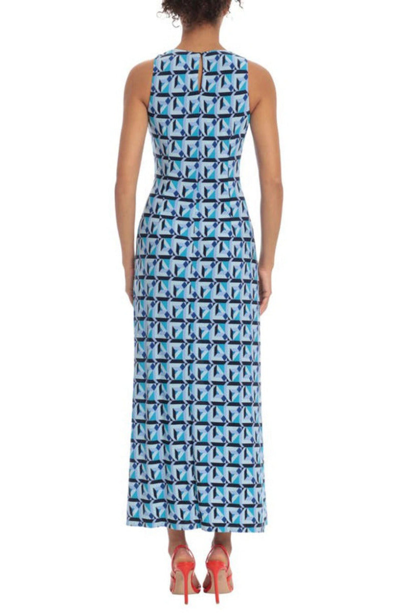 Donna Morgan Boat Neck Sleeveless Pull Over Side Slit Long Jersey Maxi Dress by Curated Brands