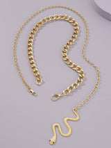 Two Pieces Chains Snake Shape Necklaces Accessories by migunica