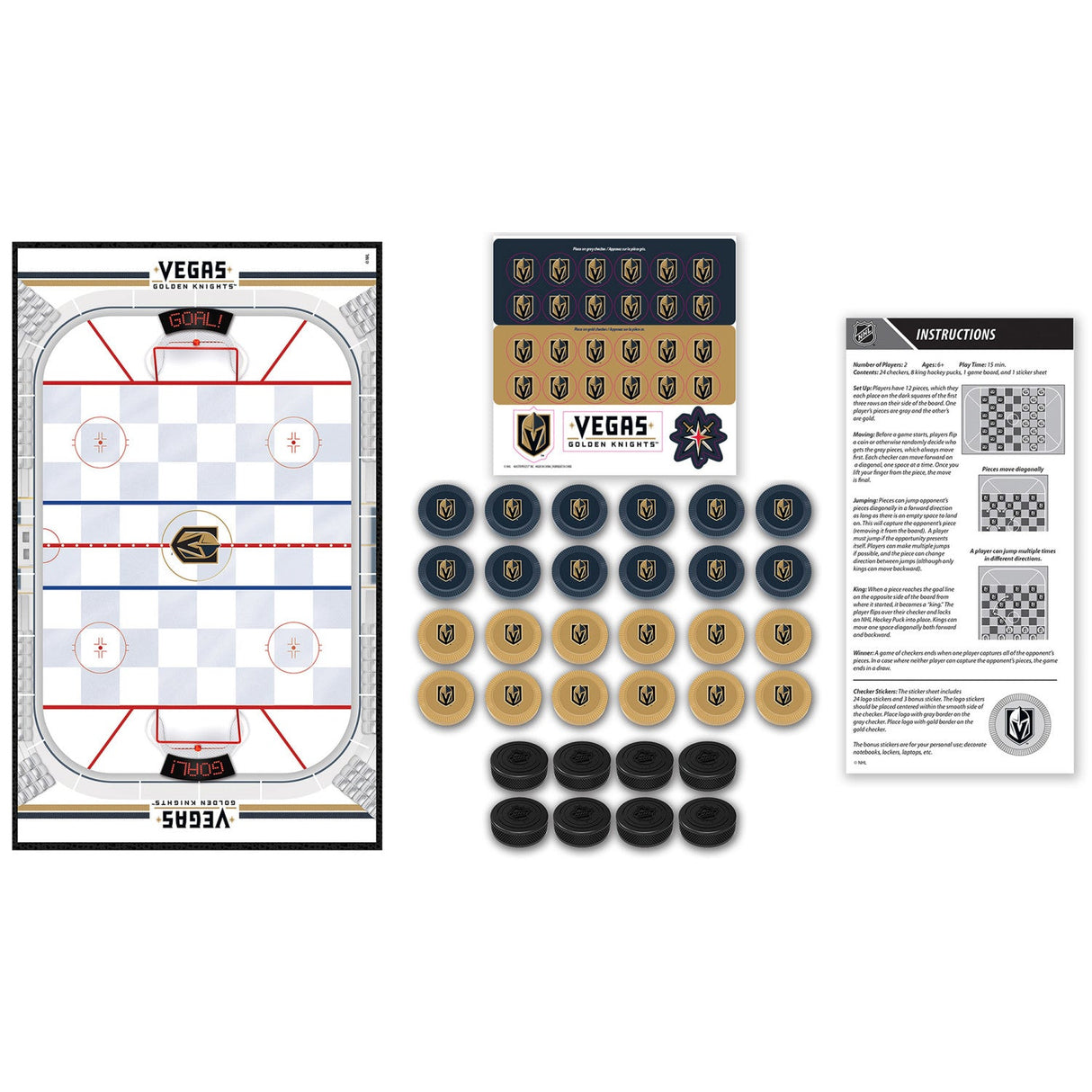 Las Vegas Golden Knights Checkers Board Game by MasterPieces Puzzle Company INC