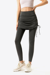 Drawstring Ruched Faux Layered Yoga Leggings by Blak Wardrob