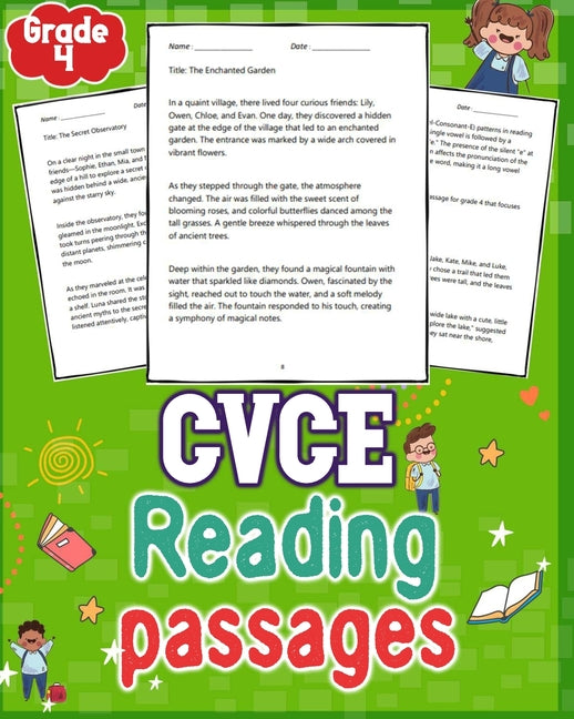 Cvce reading passages grade 4: Explore engaging 4th-grade CVCE reading passages in this extensive collection. Dive into 124 pages of educational fun - Paperback by Books by splitShops