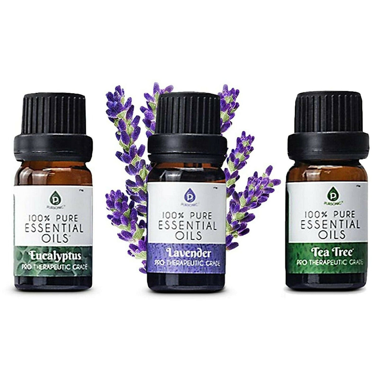 3 pack of 100% Pure Essential Oils (Eucalyptus, Lavender & Tea Tree) by Pursonic