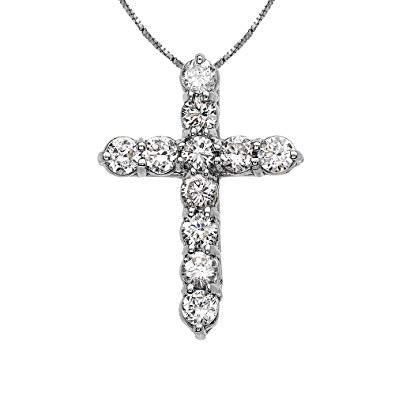 White Gold Cubic Zirconia Cross Necklaces for Women by Hollywood Sensation®