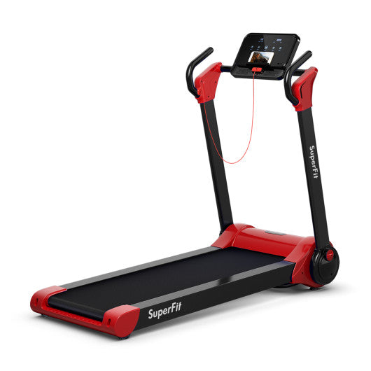 2.25 HP Electric Motorized Folding Running Treadmill Machine with LED Display-Red