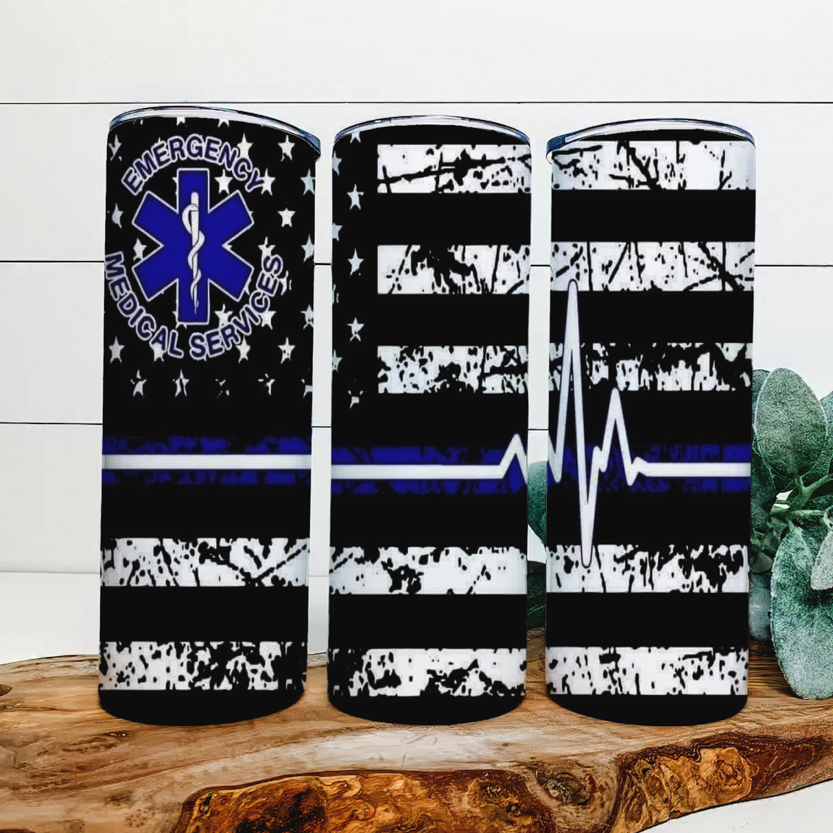 Emergency Medical Services Flag|Skinny Tumbler|Optional Bluetooth Speaker| Speaker Color Varies by Rowdy Ridge Co