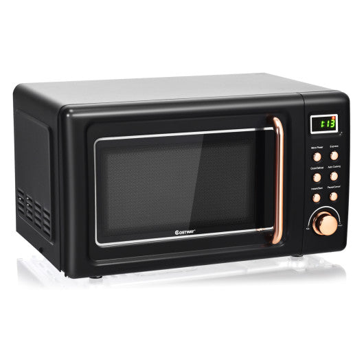 700W Retro Countertop Microwave Oven with 5 Micro Power and Auto Cooking Function-Golden