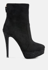 espiree microfiber high heeled ankle boots by London Rag