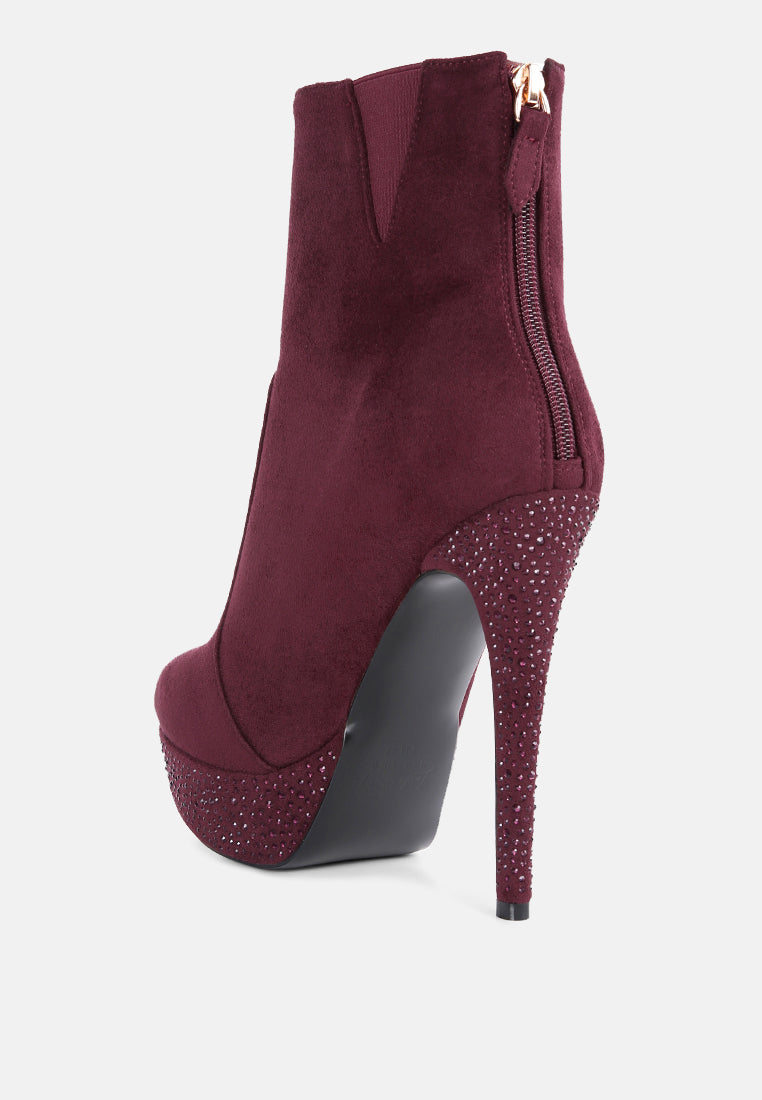 espiree microfiber high heeled ankle boots by London Rag