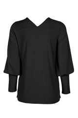 Ellen Tracy Scoop Neck Blouson Long Sleeve Solid Knit Jersey Top by Curated Brands