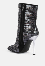 extravagance mirror embellished stiletto boots by London Rag