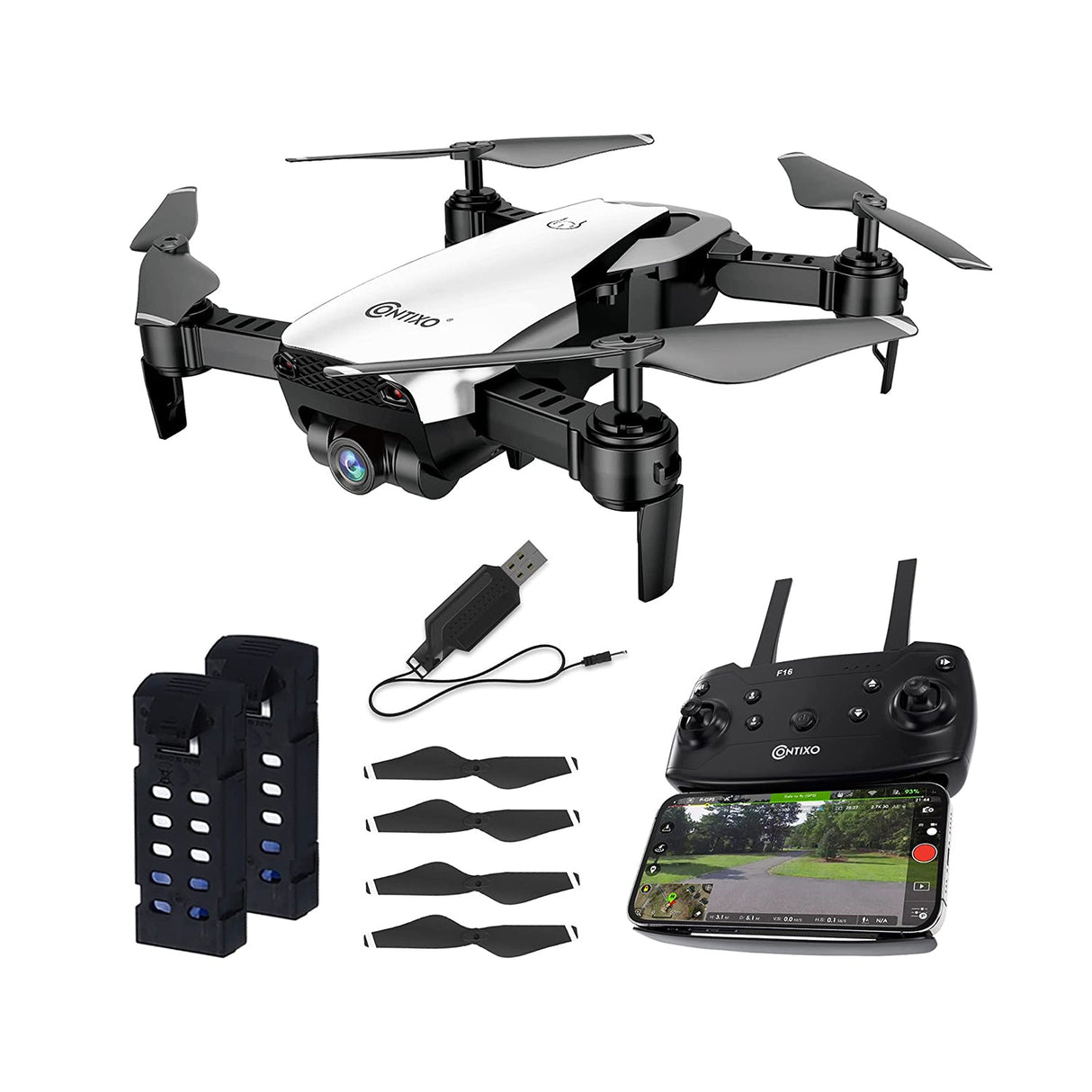 Contixo Arctic F16 Beginner FPV Stunt Drone with 2 Batteries by Contixo