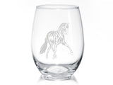 Half Pass Dressage Horse Stemless Wine Glasses - Perfect for Dressage Horse Riders by Classy Equine