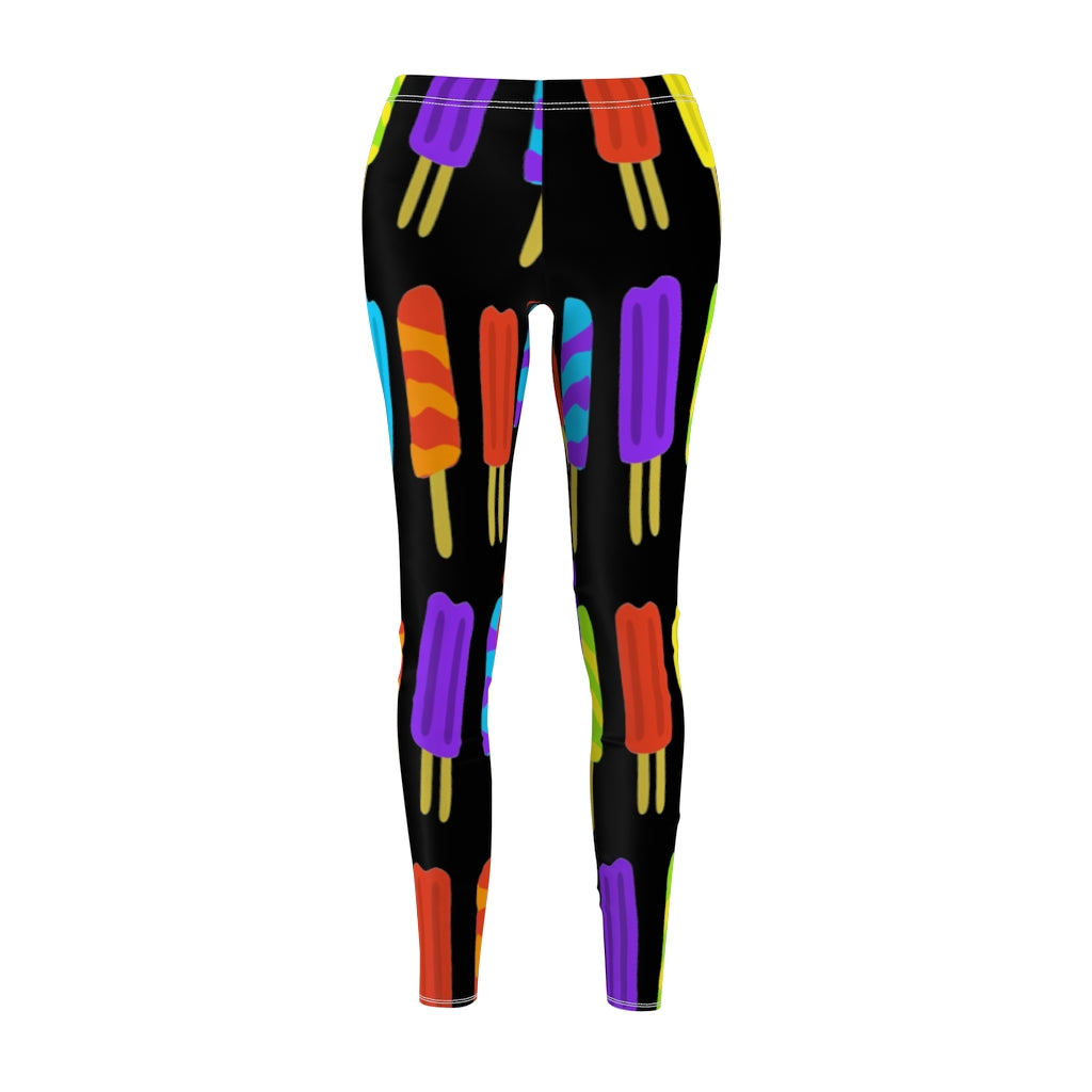 Popsicle Print Casual Leggings - Black by Tshirt Unlimited