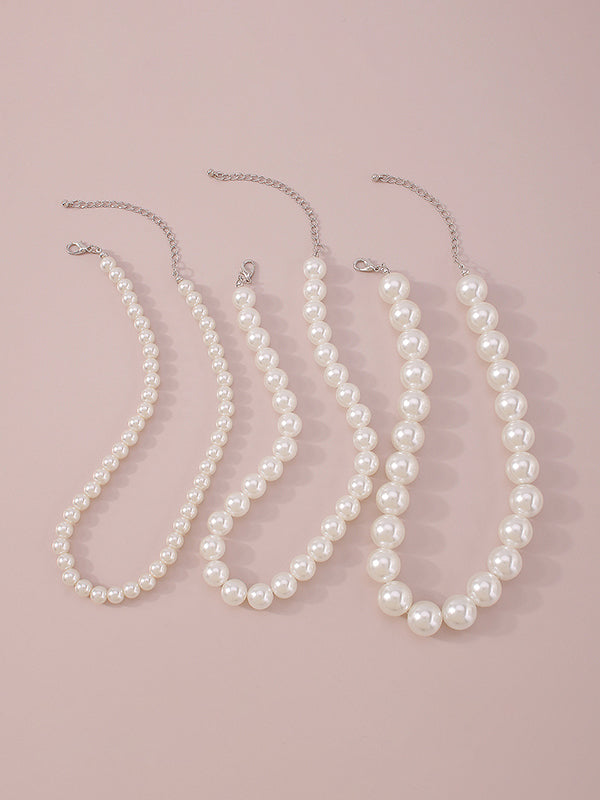 Imitation Pearl Three Pieces Necklaces Accessories Dainty Necklace by migunica