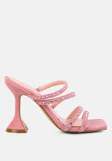 face me studded spool heel multi strap sandals by London Rag