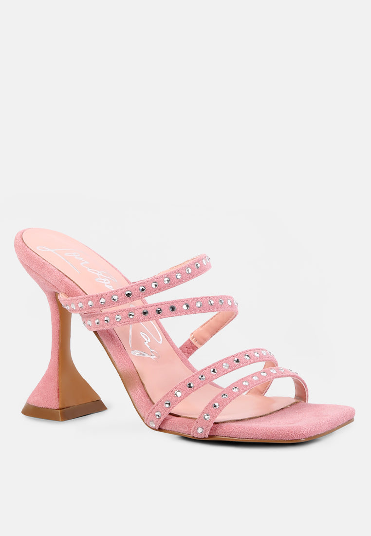 face me studded spool heel multi strap sandals by London Rag