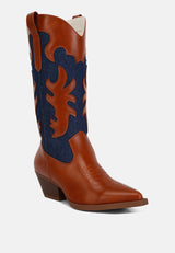 fallon faux leather patchwork cowboy boots by London Rag