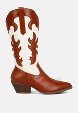 fallon faux leather patchwork cowboy boots by London Rag