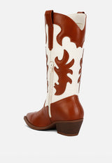 fallon faux leather patchwork cowboy boots by London Rag