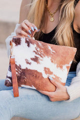 Faux Fur Cow Animal Print Clutch - Vysn