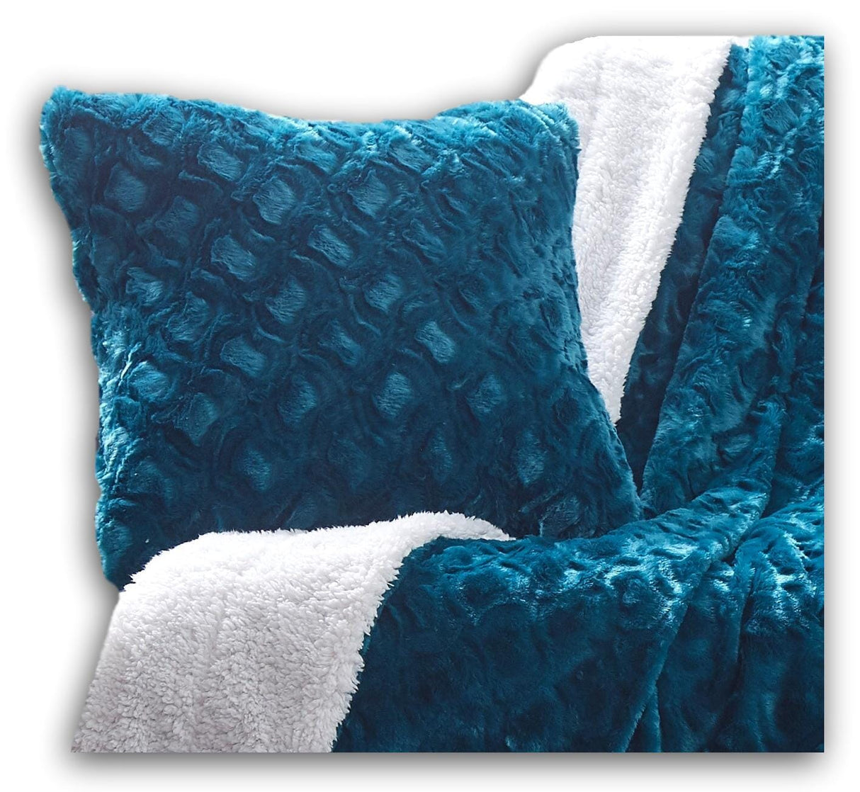 DaDa Bedding Jewel Tones Emerald Green Blue Luxury Faux Fur Throw Pillow Cover (171805) by DaDa Bedding Collection