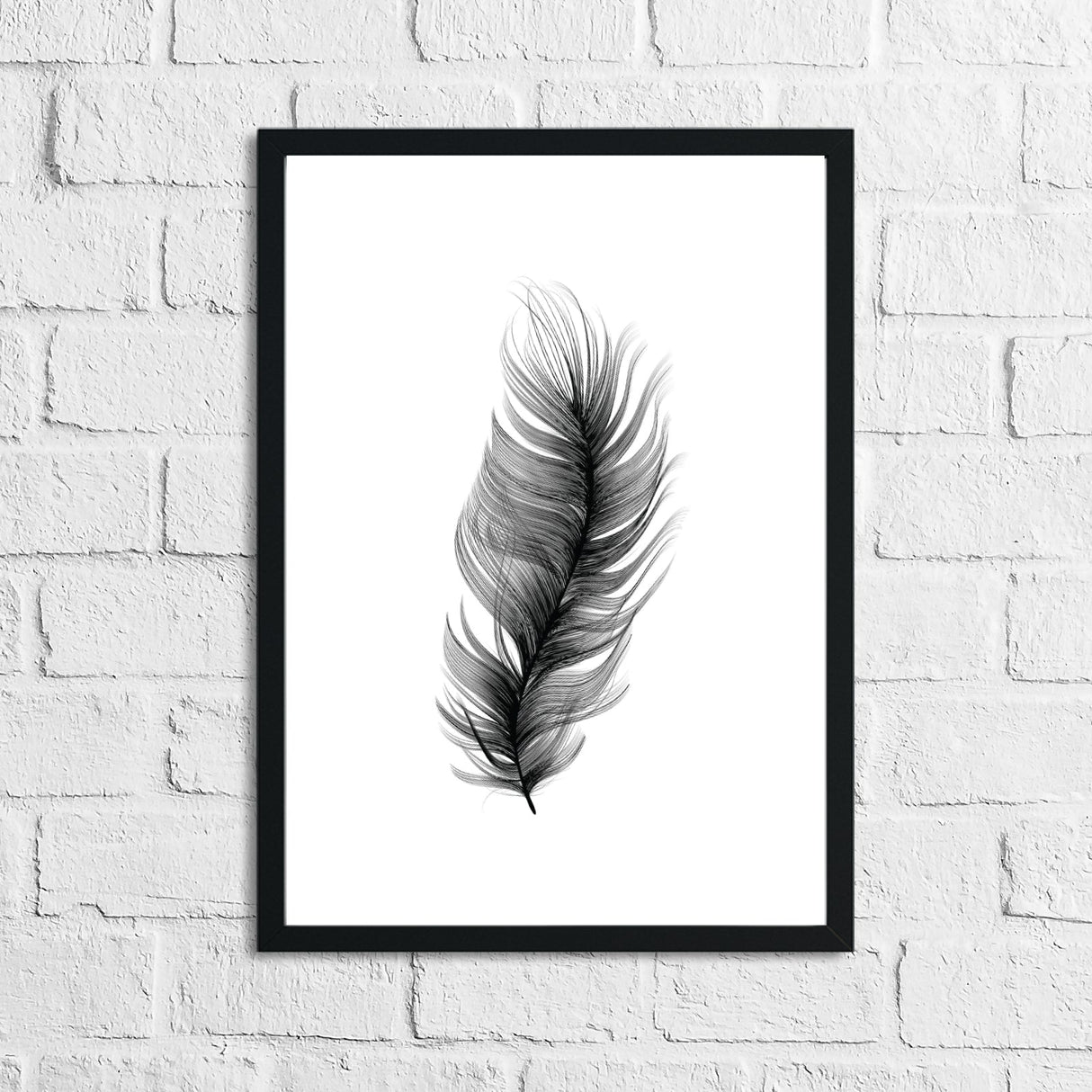 Feather Black Elegant Bedroom Simple Decor Print by WinsterCreations™ Official Store