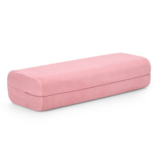 Yoga Bolster Pillow with Washable Cover and Carry Handle-Pink