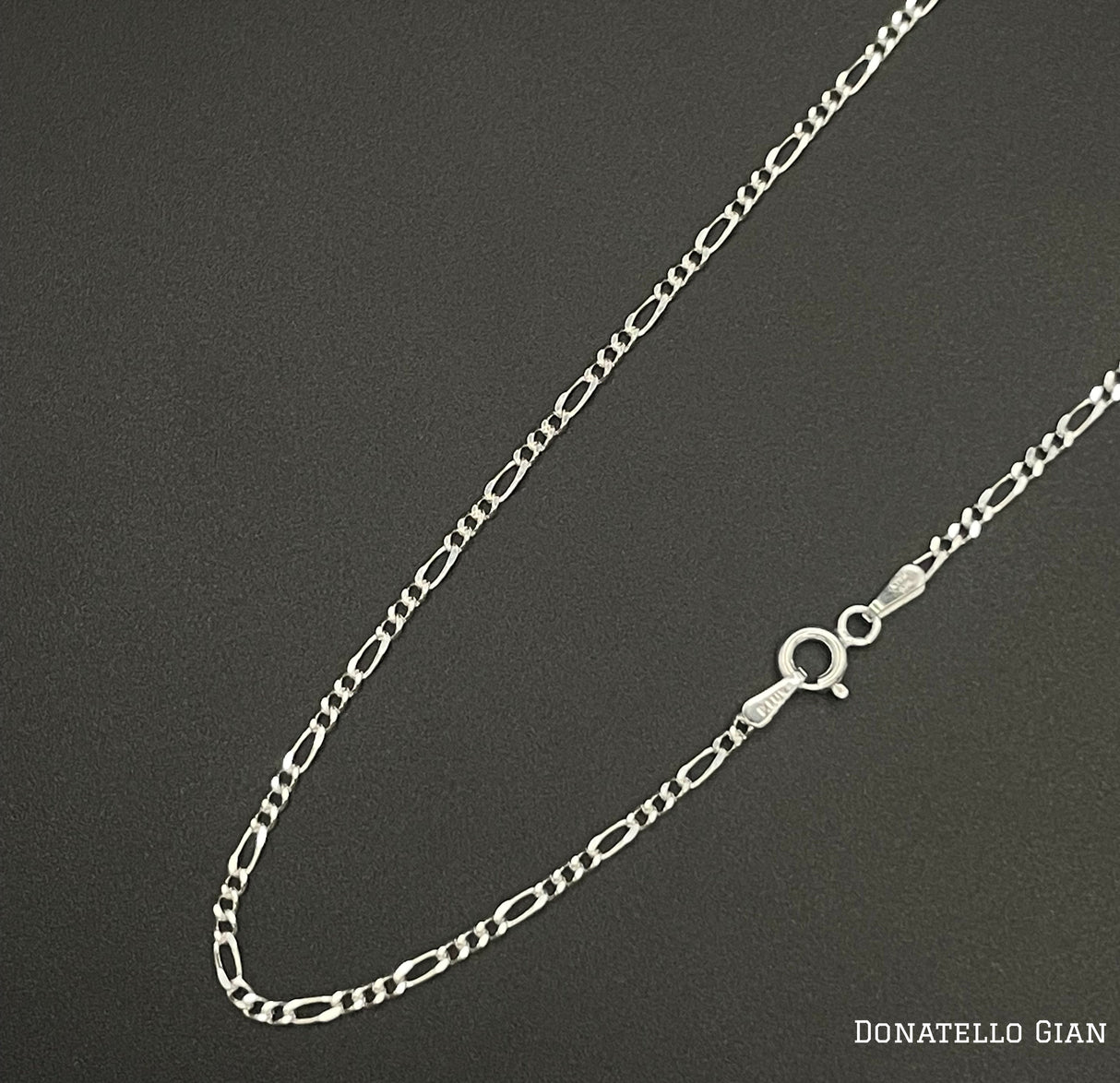 Sterling Silver 925 Figaro Link Chain 1.7MM, 16"-24", Figaro Link Chain Necklace, Italian Made Sterling Silver 925 Unisex Chain by Donatello Gian