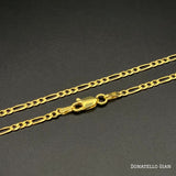 Sterling Silver 925 Figaro Link Chain 2.5MM, 16"-24", Figaro Chain Necklace, 14K Yellow Gold Plated Italian Made Sterling Silver 925 Unisex Chain by Donatello Gian