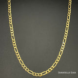 Sterling Silver 925 Figaro Link Chain 3.5MM, 16"-24", Figaro Chain Necklace, 14K Yellow Gold Plated Italian Made Sterling Silver 925 Unisex Chain by Donatello Gian