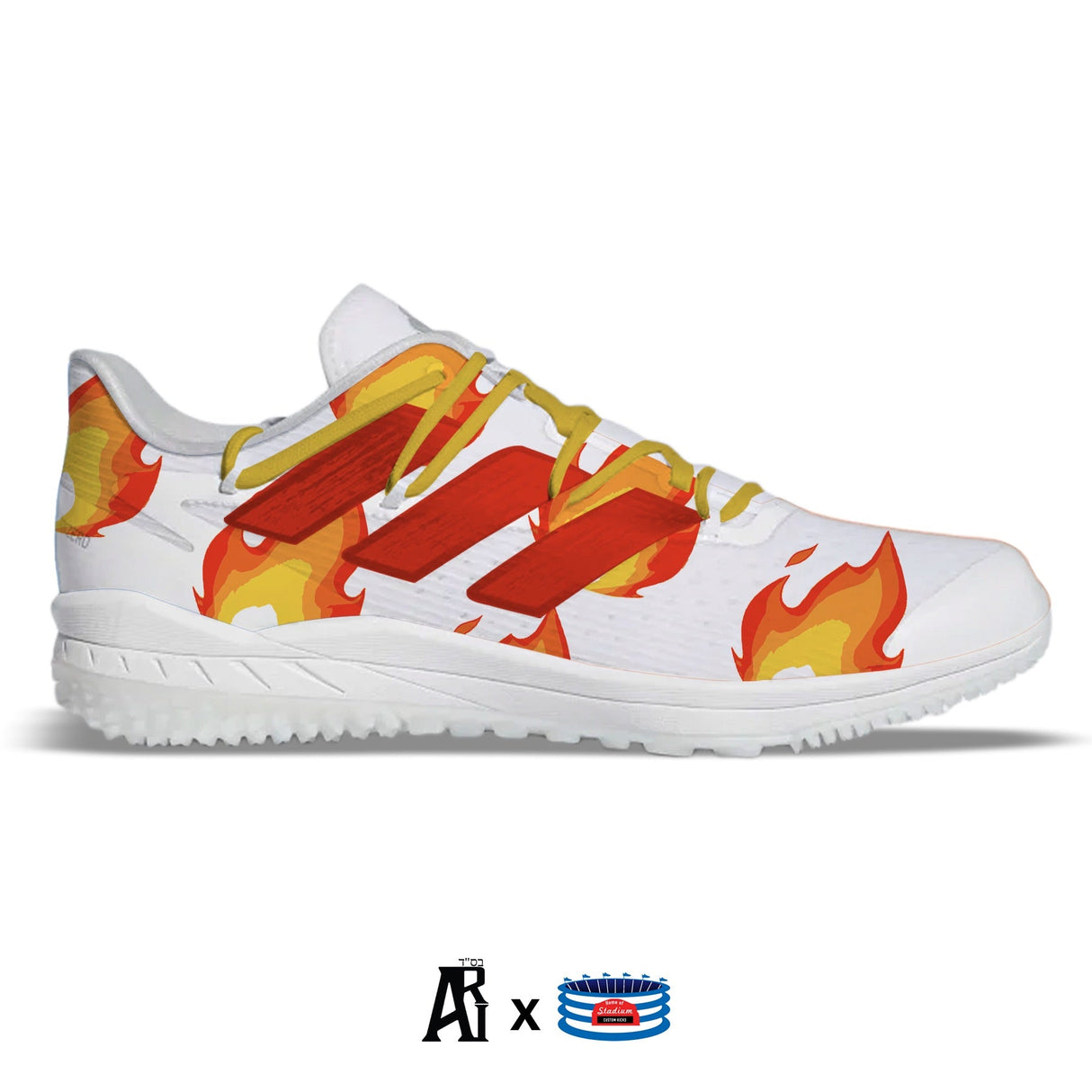 "Fire" Adidas Adizero Afterburner 8 Turf Shoes by Stadium Custom Kicks