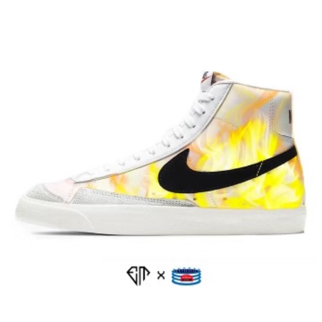 "Fire" Nike Blazer Mid Shoes by Stadium Custom Kicks