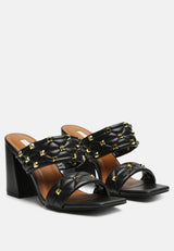 fischer stud embellished block heel sandals by London Rag