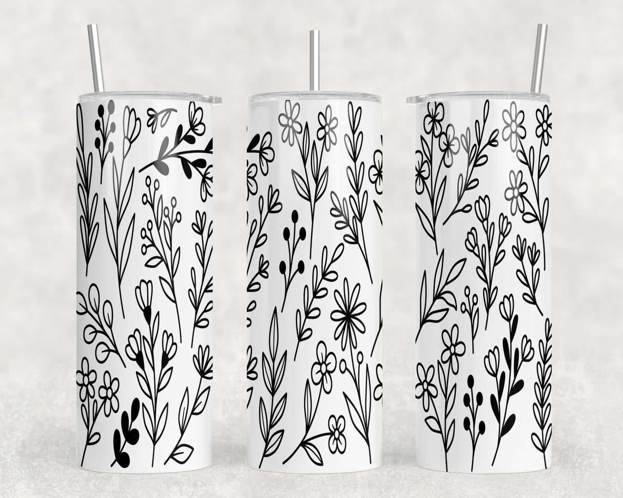 Floral - 20 oz Steel Skinny Tumbler - Optional Blue Tooth Speaker - Speaker Color will Vary by Rowdy Ridge Co