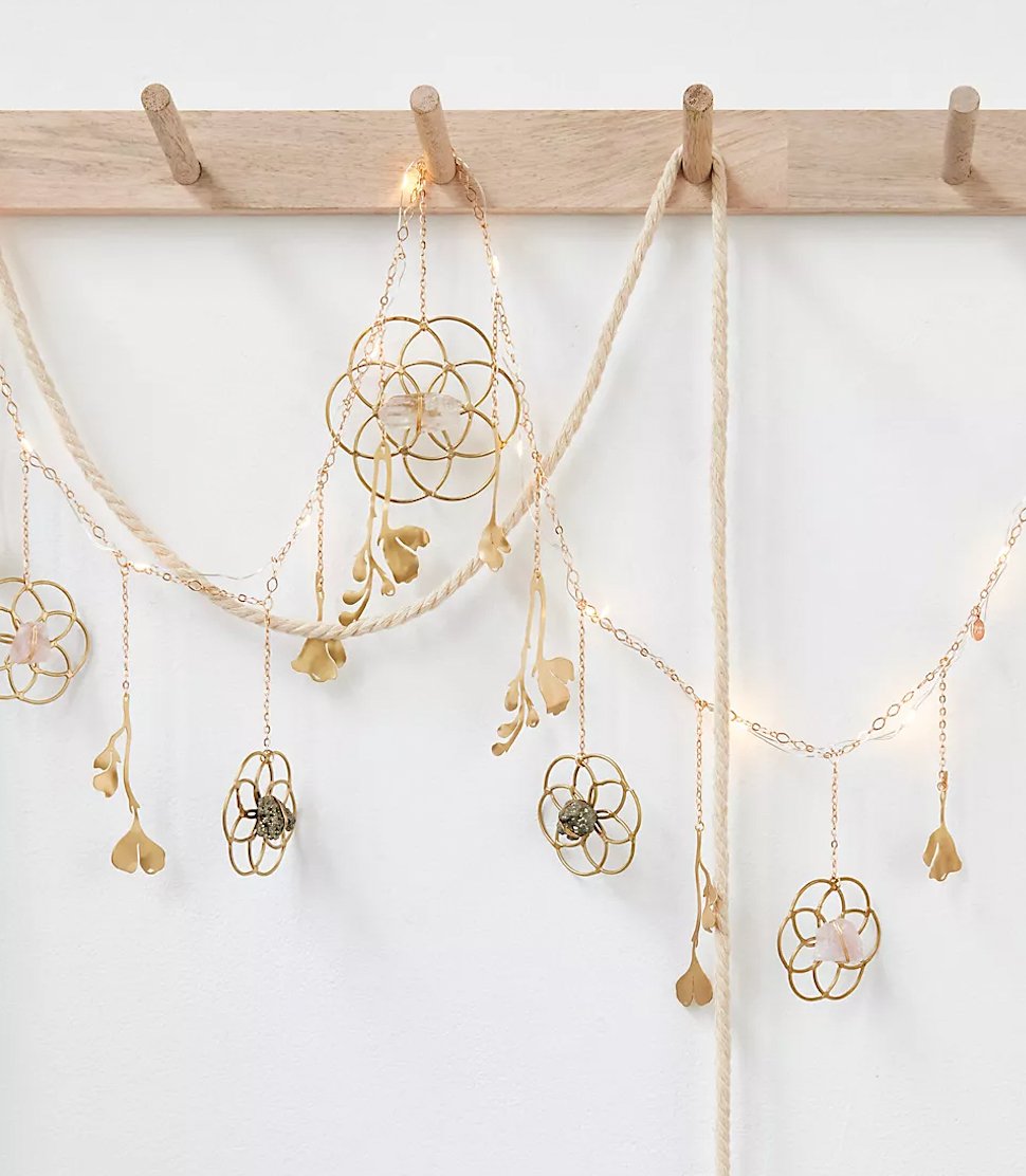 Flower of Life Healing Crystal Grid Garland with String Lighting by Ariana Ost