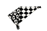 Black White Flower with Checkerboard Reversible Dog Bandana by Uptown Pups