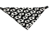 Black White Flower with Checkerboard Reversible Dog Bandana by Uptown Pups