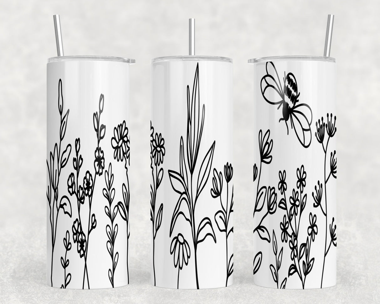 Flowers|Skinny Tumbler|Optional Bluetooth Speaker| Speaker Color Varies by Rowdy Ridge Co