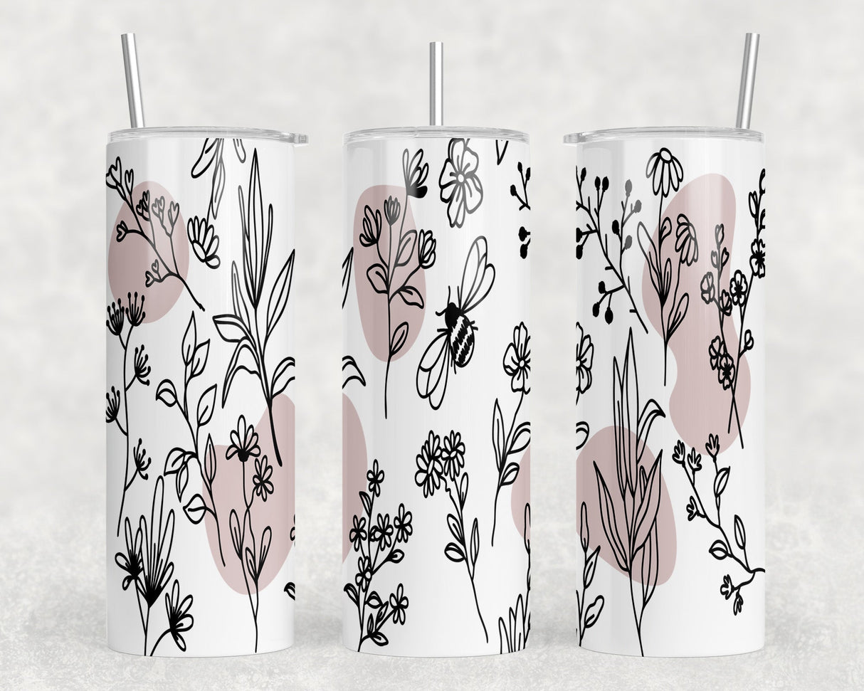 Flowers|Skinny Tumbler|Optional Bluetooth Speaker| Speaker Color Varies by Rowdy Ridge Co