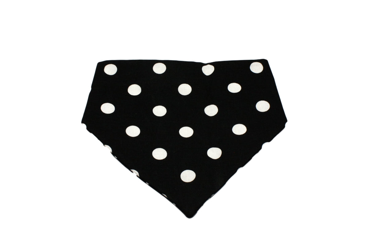 Black White Flower and Polka Dots Reversible Dog Bandana by Uptown Pups