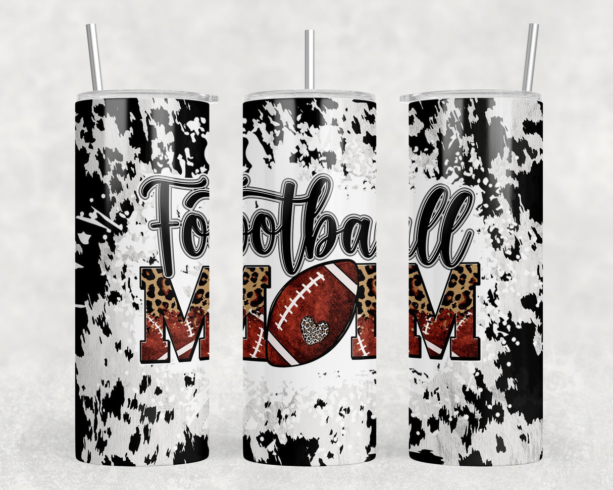 Football Mom Cow Print|Skinny Tumbler|Optional Bluetooth Speaker| Speaker Color Varies by Rowdy Ridge Co