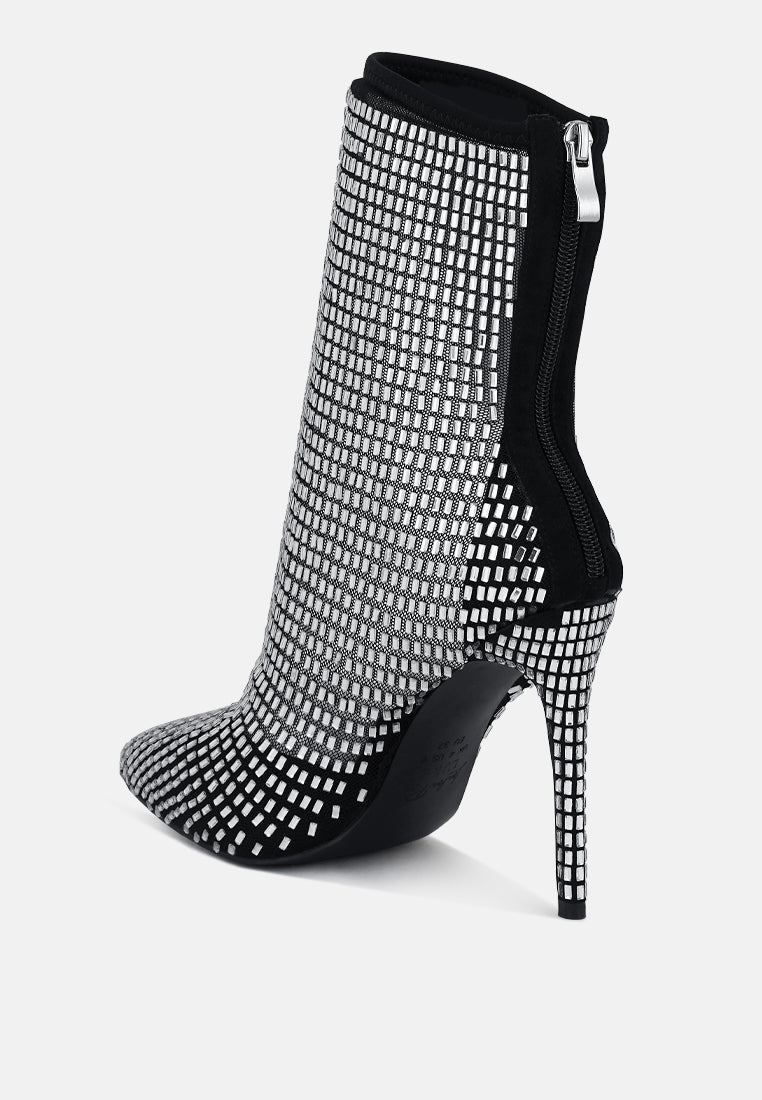 fortunate rhinestones embellished mesh boots by London Rag