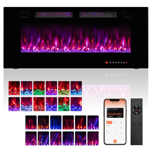 42/50/60/72 Inch Ultra-Thin Electric Fireplace with Decorative Crystals-72 inches