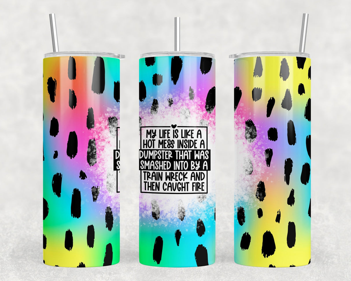 Funny Tie Dye hot Mess|Skinny Tumbler|Optional Bluetooth Speaker| Speaker Color Varies by Rowdy Ridge Co