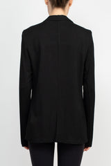 M Magaschoni Notch Collar Long Sleeve Welt Pockets 1 Button Closure Rayon Blazer by Curated Brands