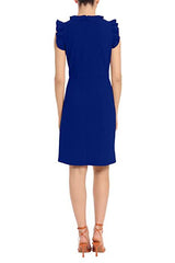 Maggy London V-Neck Ruffle Sleeves Back Zipper Short Crepe Dress by Curated Brands