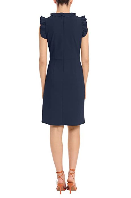 Maggy London V-Neck Ruffle Sleeves Back Zipper Short Crepe Dress by Curated Brands