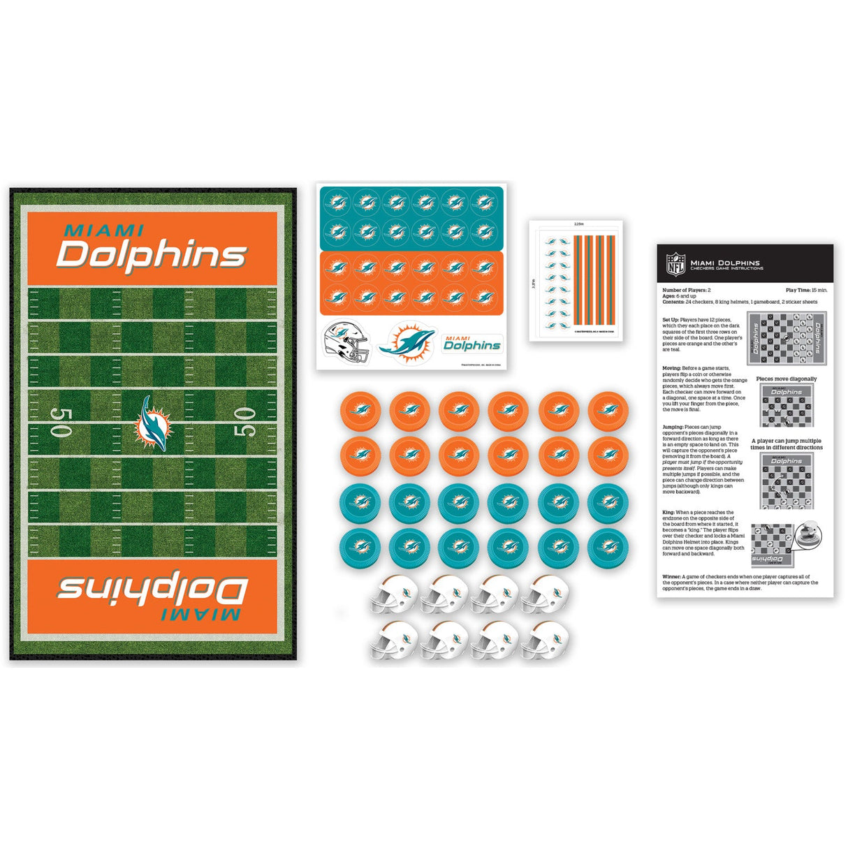 Miami Dolphins Checkers Board Game by MasterPieces Puzzle Company INC