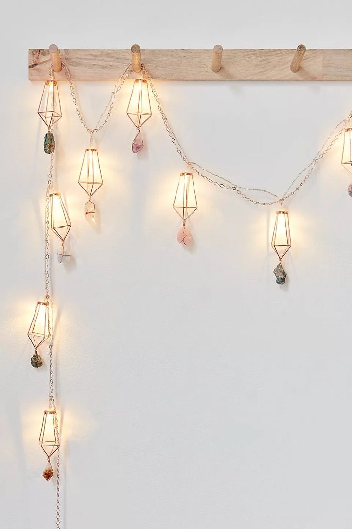 Geometric Rainbow Healing String Light Crystal Garland by Ariana Ost