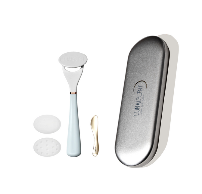 LUNAESCENT Touch-Free Skincare Applicator with Spatula + Carry Case with Mirror by LUNAESCENT